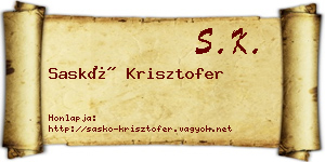 Saskó Krisztofer névjegykártya